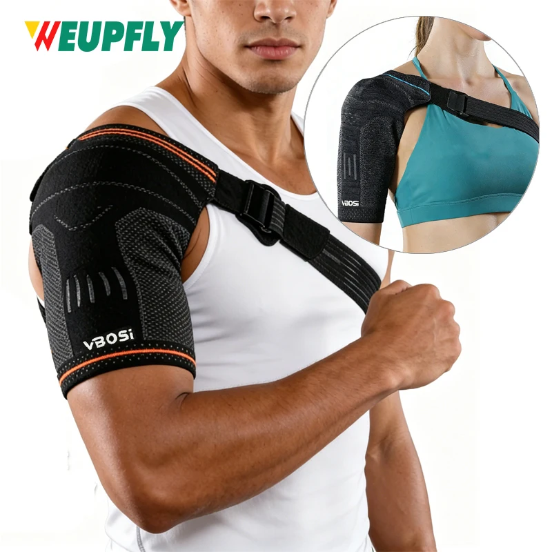 1PCS Breathable Knit Shoulder Brace with Removable Silicone Pad, Adjustable Shoulder Support Strap, Compression Shoulder Sleeve