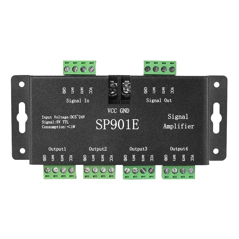 A75Q-SP901E LED Pixel SPI Signal Amplifier Repeater Addressable LED Strip And Dream Color Programmable LED Matrix Panel