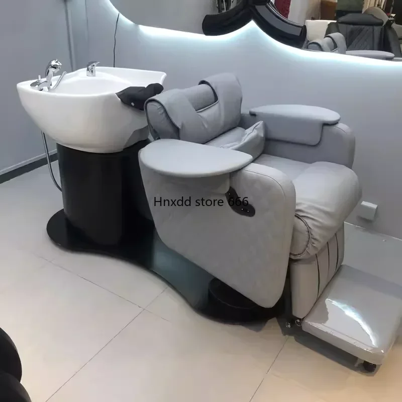 Smart Electric Barber Shop Shampoo Chair Hair Salon High-End Ceramic Basin Lying Half Flushing Bed