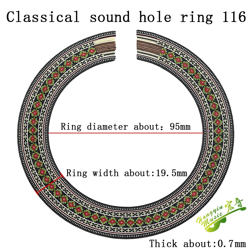 1 Stück Mundring für klassische Gitarre, Blumenmuster, Schalllochring, Massivholz-Gitarrenproduktionsmaterialien und Zubehör HUATOOL – Detail 2