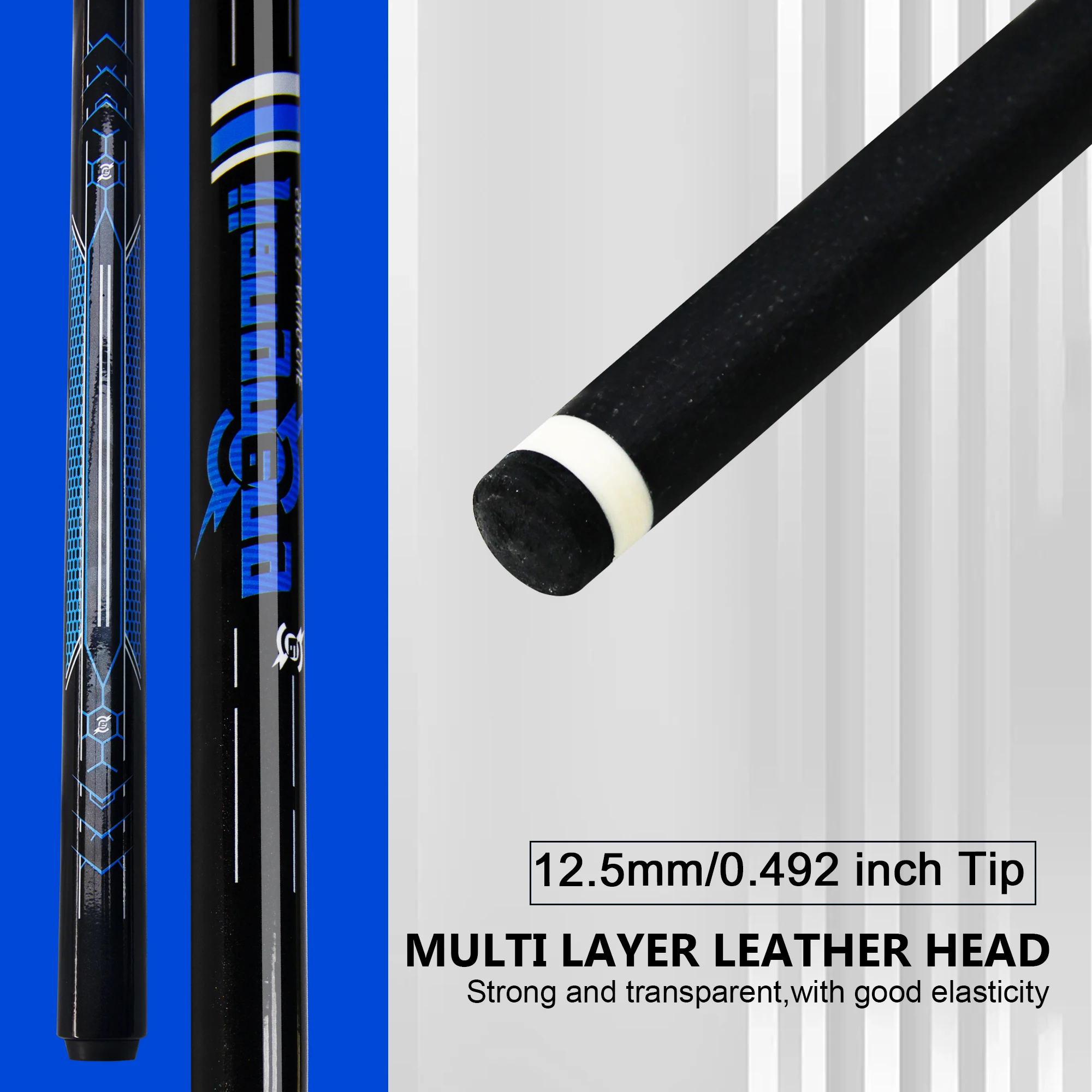 High-Performance Synthetic Fiber Pool Cue with 13mm Premium Tip, Durable and Elegant Design, Precision Striking, Comfortable Fee