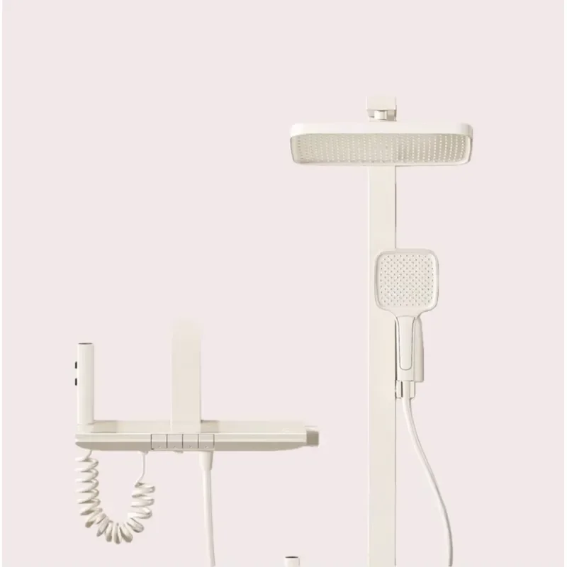 White Luxury Rainfall Shower Set Ceiling Panel Wall Mixer Smart System Concealed Bathroom Faucet Waterfall Head Kit
