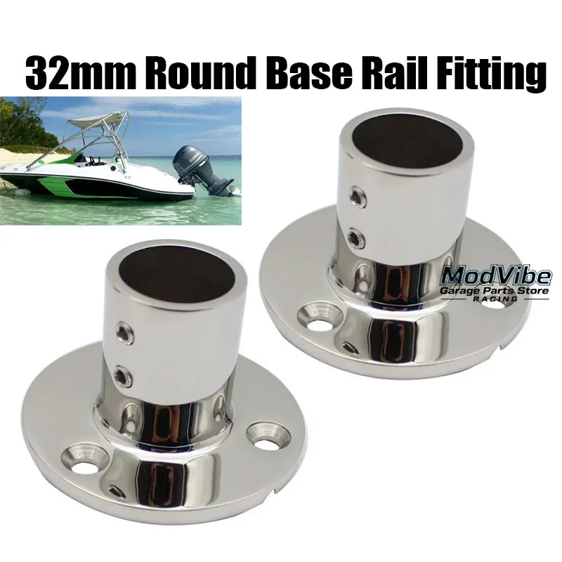 316 Stainless Steel 90° Boat Mount Pipe Stanchion  22/25/30/32mm Round Pipe Base Handrail Fitting Stanchion Marine Accessories
