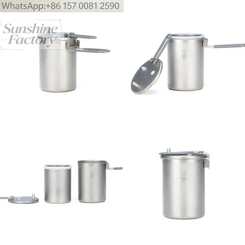 Modern Sustainable Titanium Cookware Set Metal Camping Pots and Pressure Cooker for Camping Hiking Picnic Outdoor Cooking