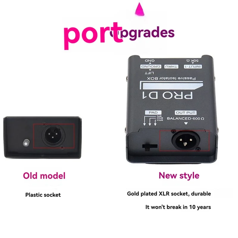 Eccellente isolatore audio Eliminatore di rumore di corrente audio Sensore per strumenti DI Box per basso