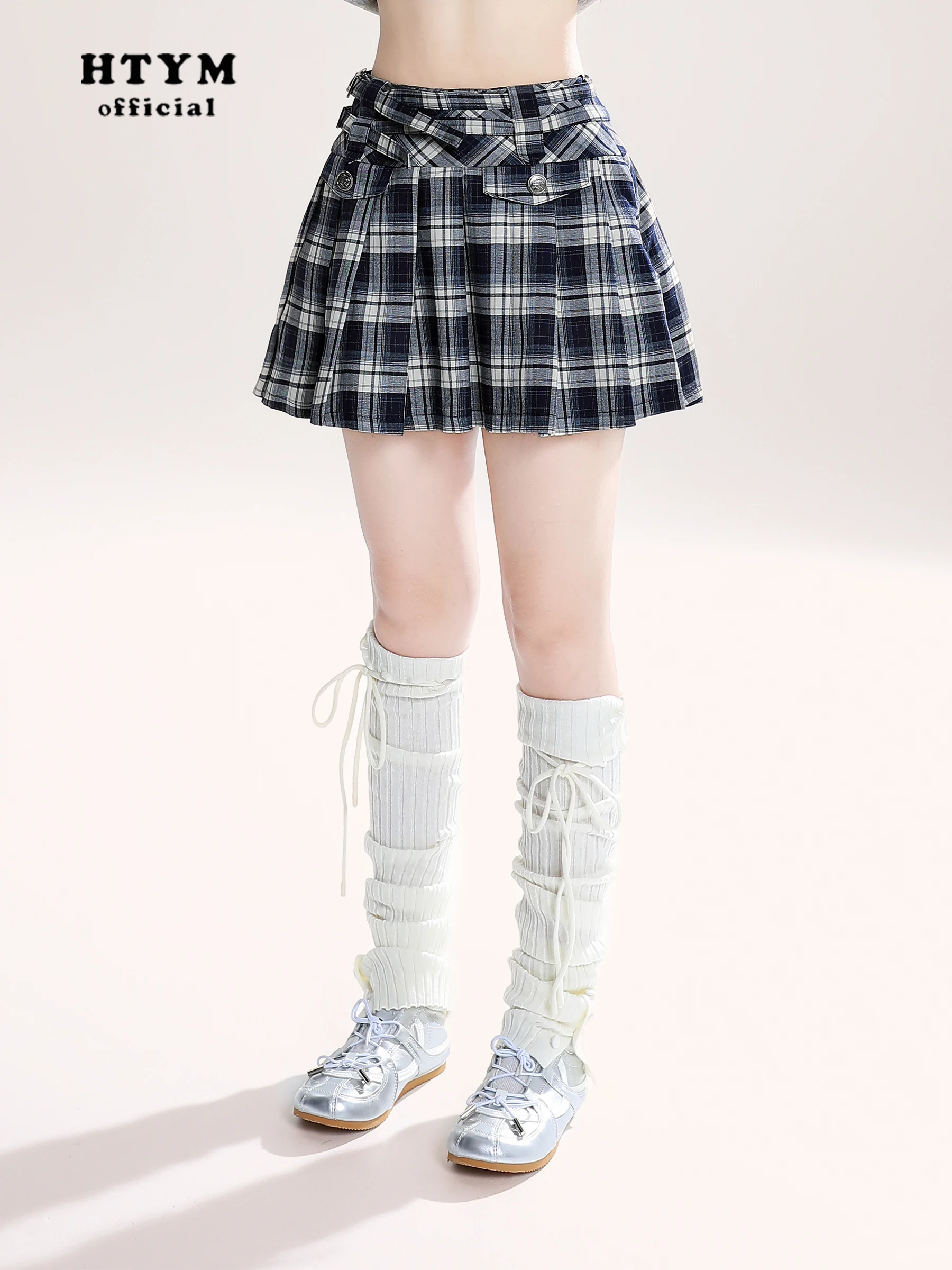 Estilo formal americano retro doce legal a linha xadrez y2k mini saias cinto de cintura alta fino ajuste versátil plissado saia curta feminina
