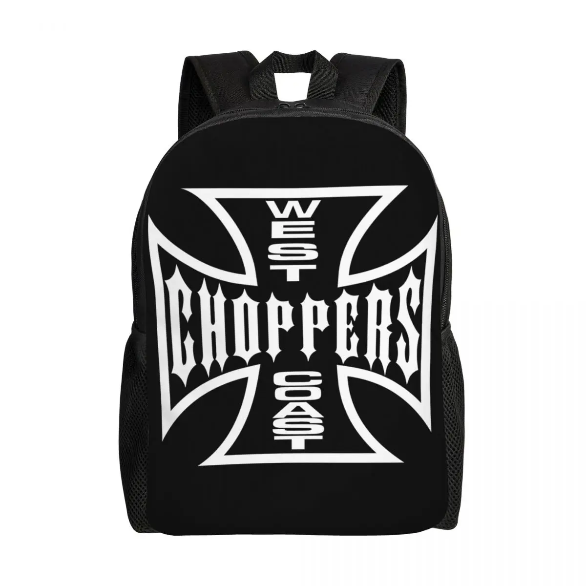 Customized West Coast Iron Cross Choppers Backpack for Women Men Water Resistant School College Bag Printing Bookbags