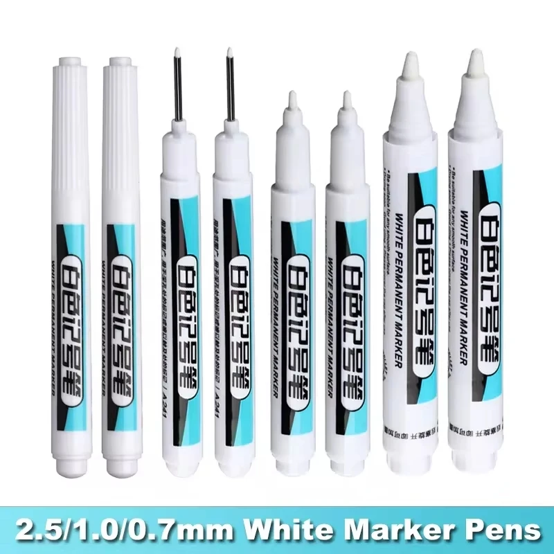 1pc White Acrylic Marker Paint Pen for Wool Canva Tire Glass Rock Metal Permanent Waterproof 0.7mm 1.0mm 2.5mm Write Maker Pen