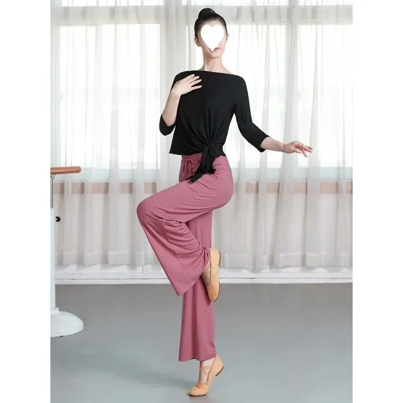 ملابس الرقص الصينية الخريف والشتاء السراويل الجديدة فضفاضة واسعة الساق ممارسة الملابس جسم المرأة الكلاسيكية
