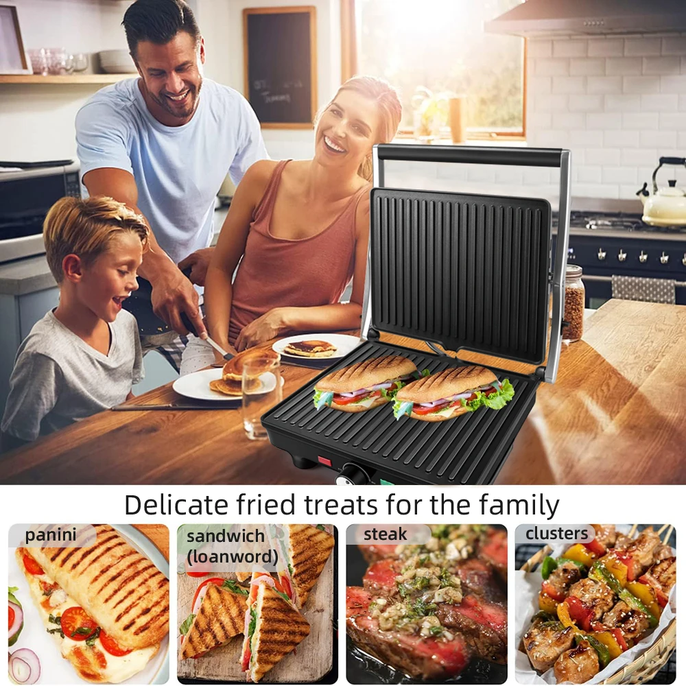 Electric Grill Sonifer SF-6052 2000W 4 Slice Contact Grill Non Stick Sandwich Maker 180° Open BBQ Press for Home Kitchen