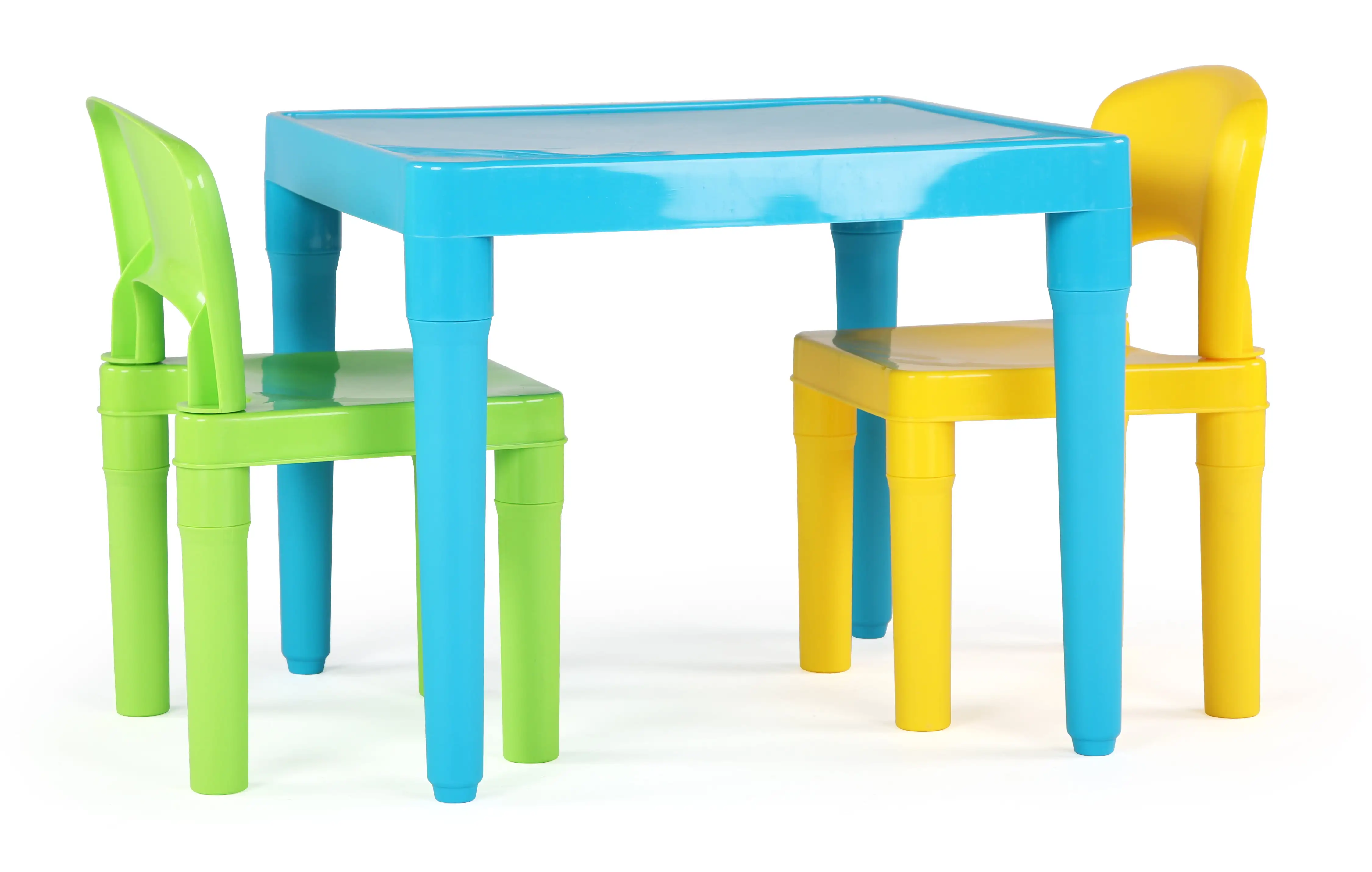 

Modern Kids Lightweight Plastic Aqua Table and 2 Chairs Set, Square