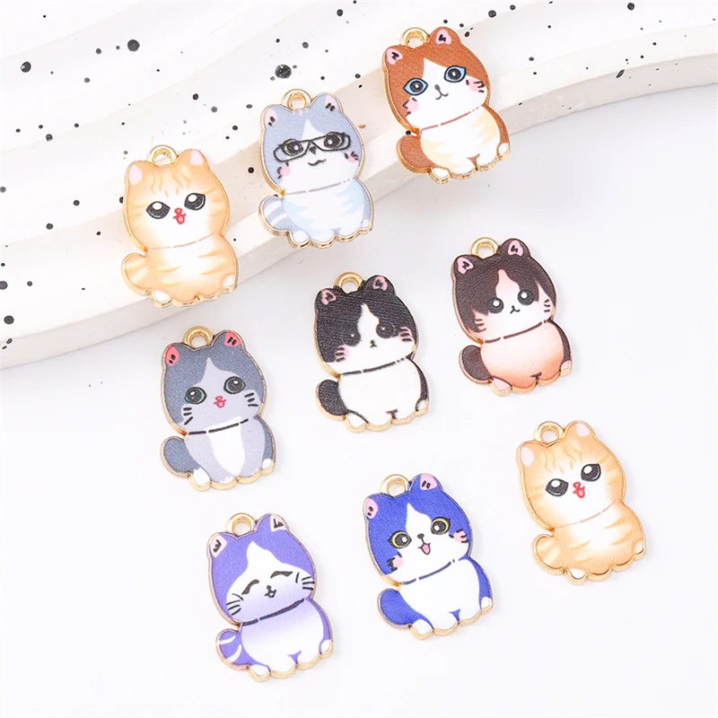 

Duarte 20Pcs/Lot Cartoon Enamel Animal Cat Charms Pendants for Making Necklaces Earrings Bracelet DIY Crafts Jewelry Accessories