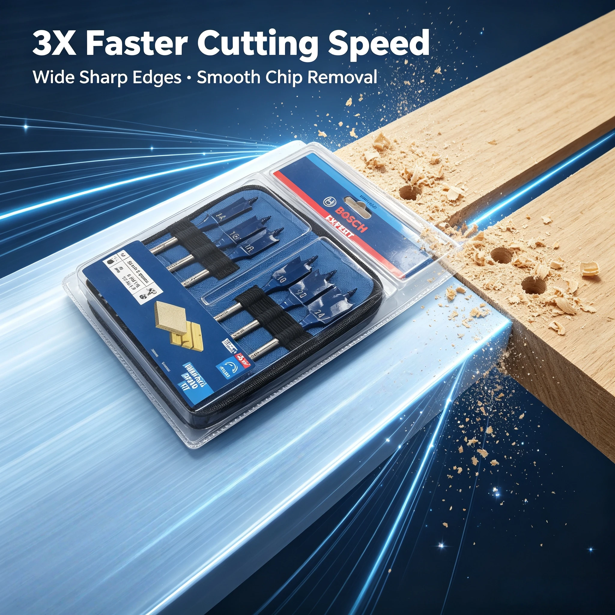 Bosch EXPERT Wood Spade Drill Bits 6pcs 14/16/18/20/22/24mm Self-feeding Thread Hole Drilling Tool Kit 2608900332