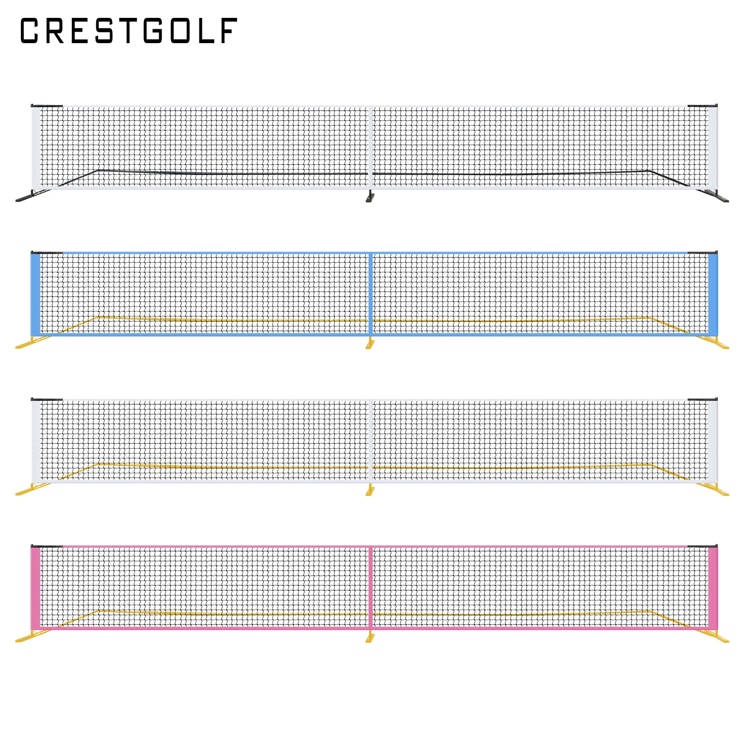 CRESTGOLF 휴대용 피클볼 네트, 견고한 금속 프레임, 나일론 네트, 피클볼 게임용 운반 가방, 22FT 길이