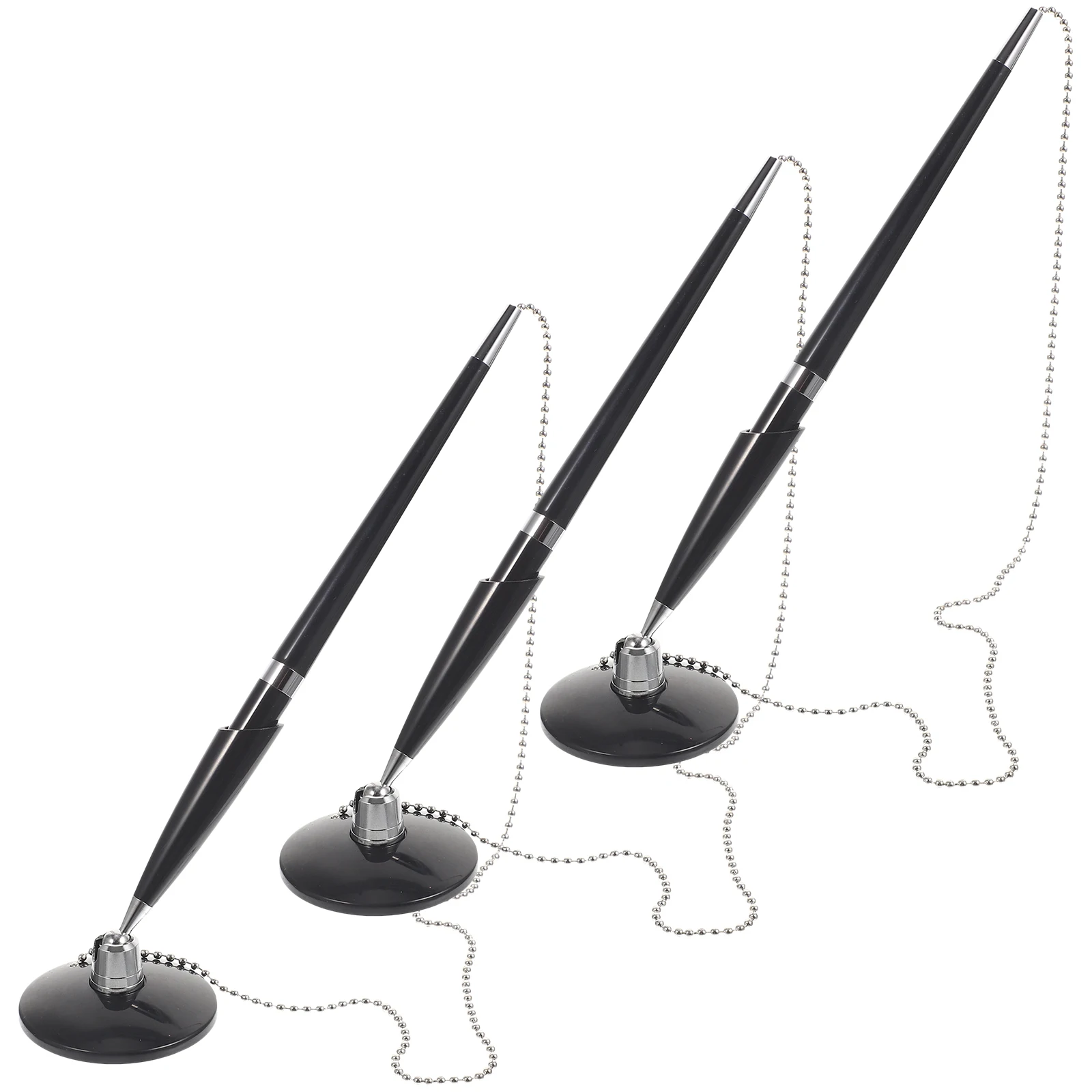 

3pcs Black Signing Pen Desktop Ballpoint Office Business Professional Fine Writing Table Fixed Vertical Standing Design Guest