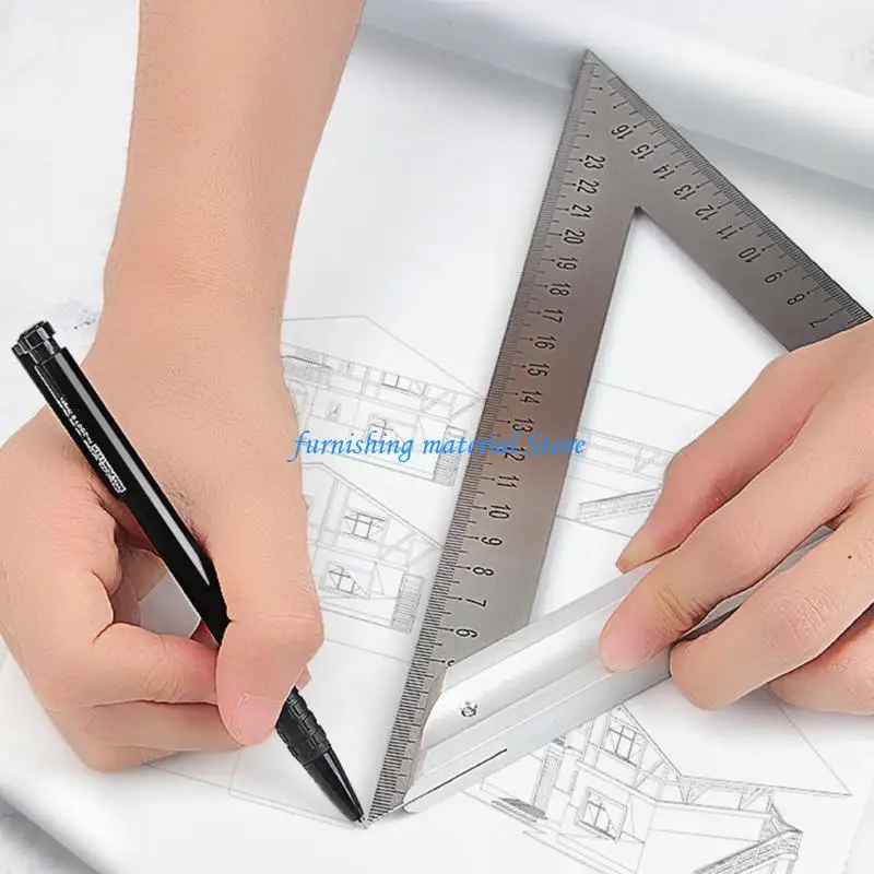 

Y5GD Triangle Ruler Thickening Protractor Stainless Steel Aluminum-Alloy Carpenter Measurement Square Ruler Woodworking