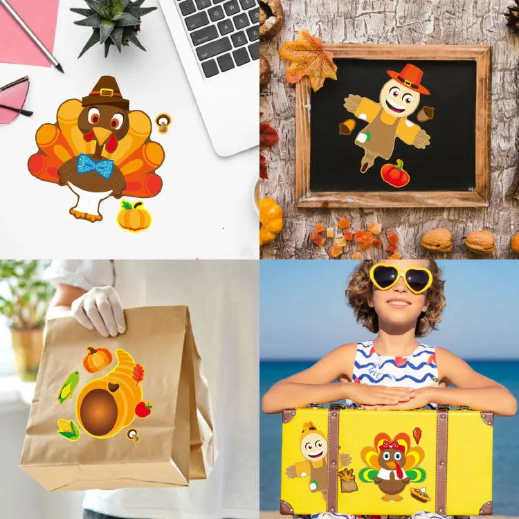 8/16 ورقة عيد الشكر تركيا ملصقات الاطفال جعل الوجه ألعاب الحفلات الأنشطة الحرفية الفن DIY بها بنفسك الخريف الخريف لوازم الحفلات #6