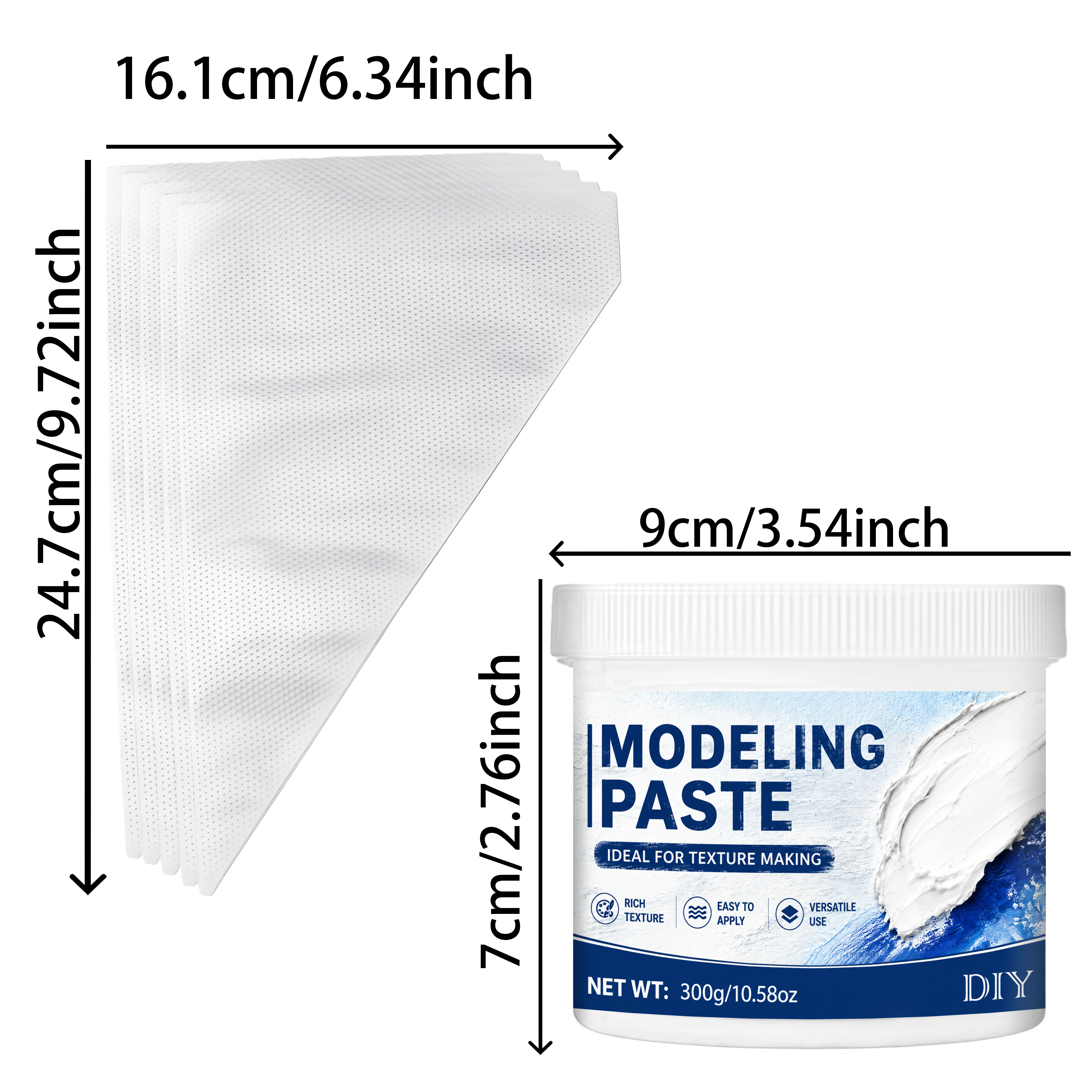 600g/300g White Modeling Paste Jar for 3D Texture, Sculpting, Canvas Painting And Craft Projects