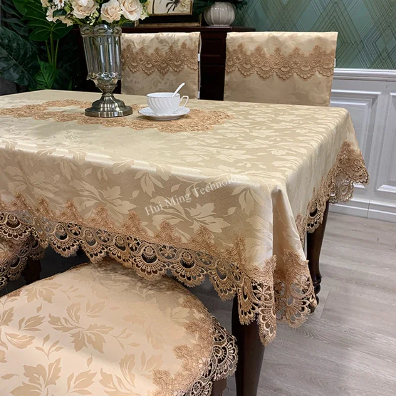 Tablecloth Rectangle Luxury Embroidery Lace Round Table Cover Flower Elegant Table JuppeTable Dining Cloth Table Flag Towels