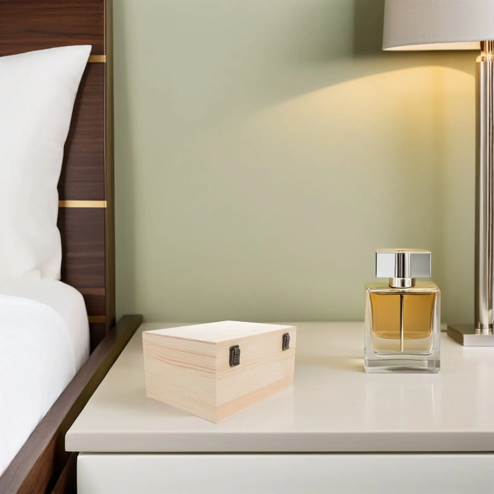 

2Pcs Large Pine Wood Storage Box Unpainted Hinged Lid Jewelry Organizer Craft Keepsake Chest Wooden Boxes for Crafts