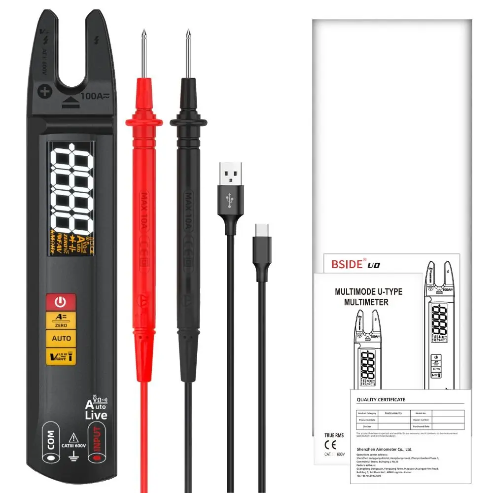 BSIDE U0 True RMS Digital Clamp Meter Automatic Range Fork DC AC Current Clamp Professional High Precision Clamp Current Meter