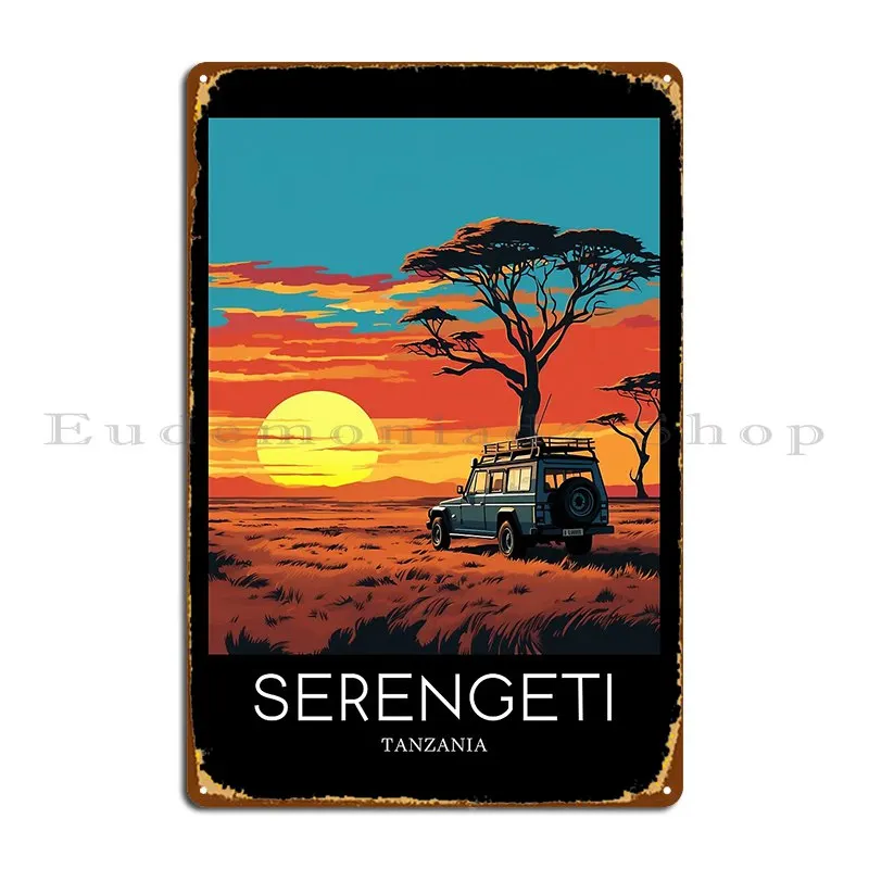 A Pop Art Travel Print Of The Serengeti National Park Tanzania Metal Plaque Poster Printed Wall Pub Wall Custom Tin Sign Poster