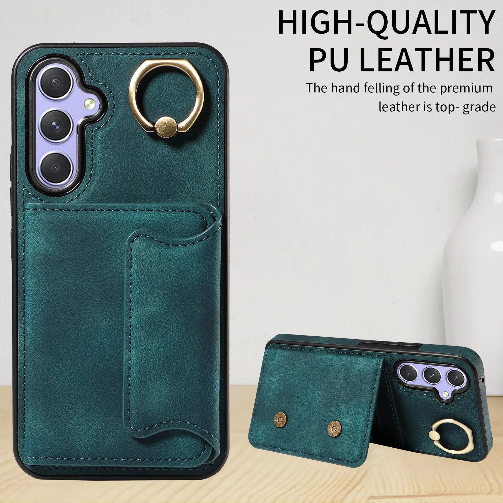 محفظة الجلد يشعر مكافحة قطرة رفع حلقة أغطية جلد قضية الهاتف لسامسونج غالاكسي A 42 43 51 53 54 72 73 91 #4