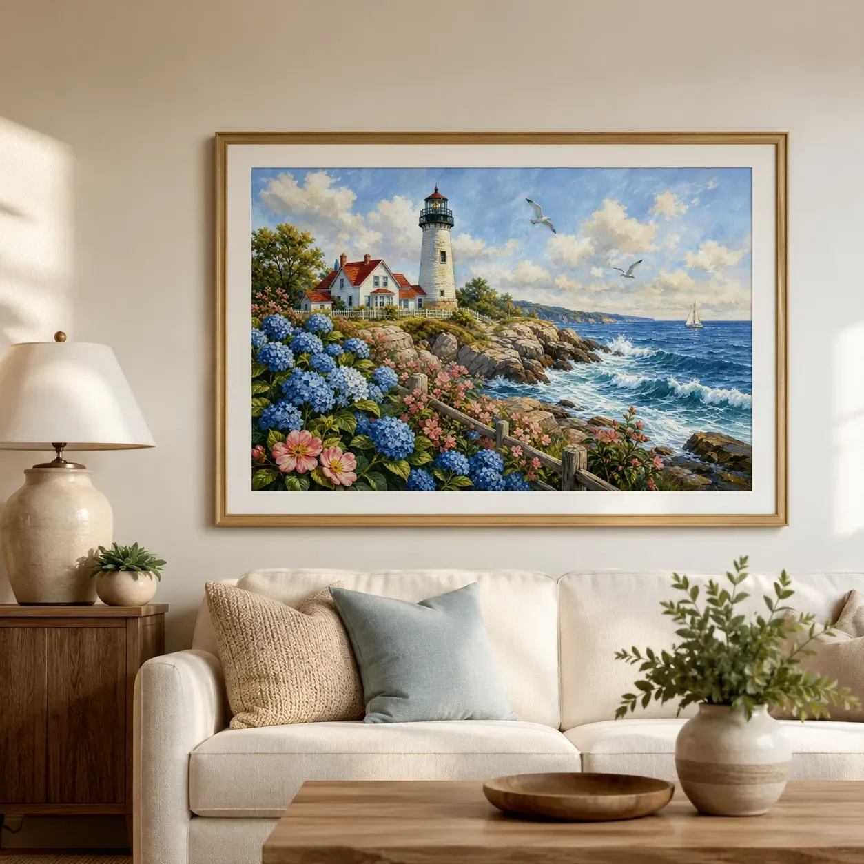 [ZZ8864-Coast Hut Lighthouse] Stamped Cross Stitch Kit 11/14/16/18CT Pre Printed Canvas Cotton Threads DIY Embroidery Wall Decor