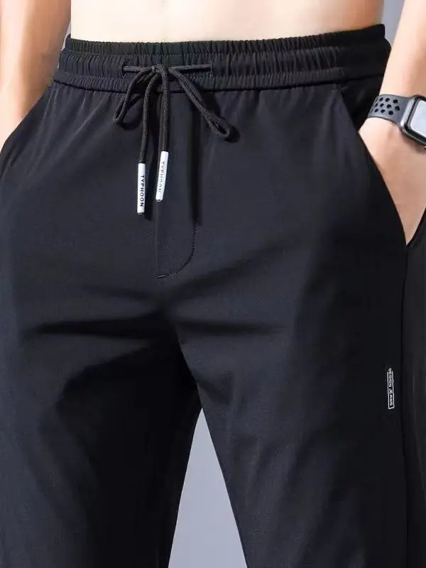 

Summer Thin Casual Sports Pants Qui Dry Loose Large Size Straight Leg Elastic Wear-resistant Long Trousers for Men