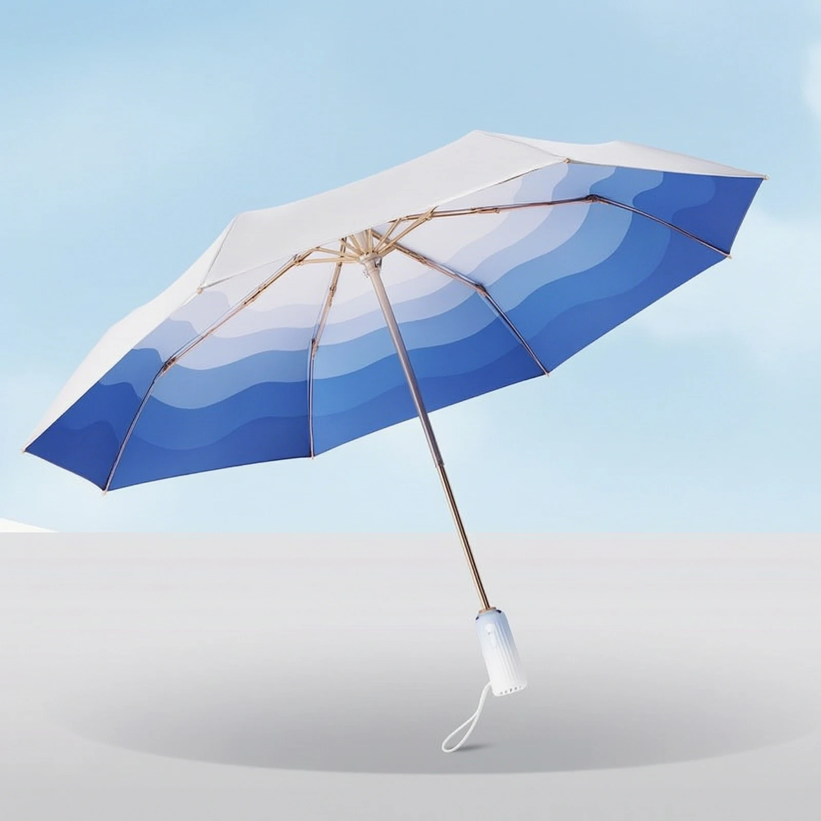 Sun Umbrella with Fan Rechargeable Umbrella with Fan Foldable Sunshade Compact 2-in-1 for Commuters, Travel, Outdoor Walks