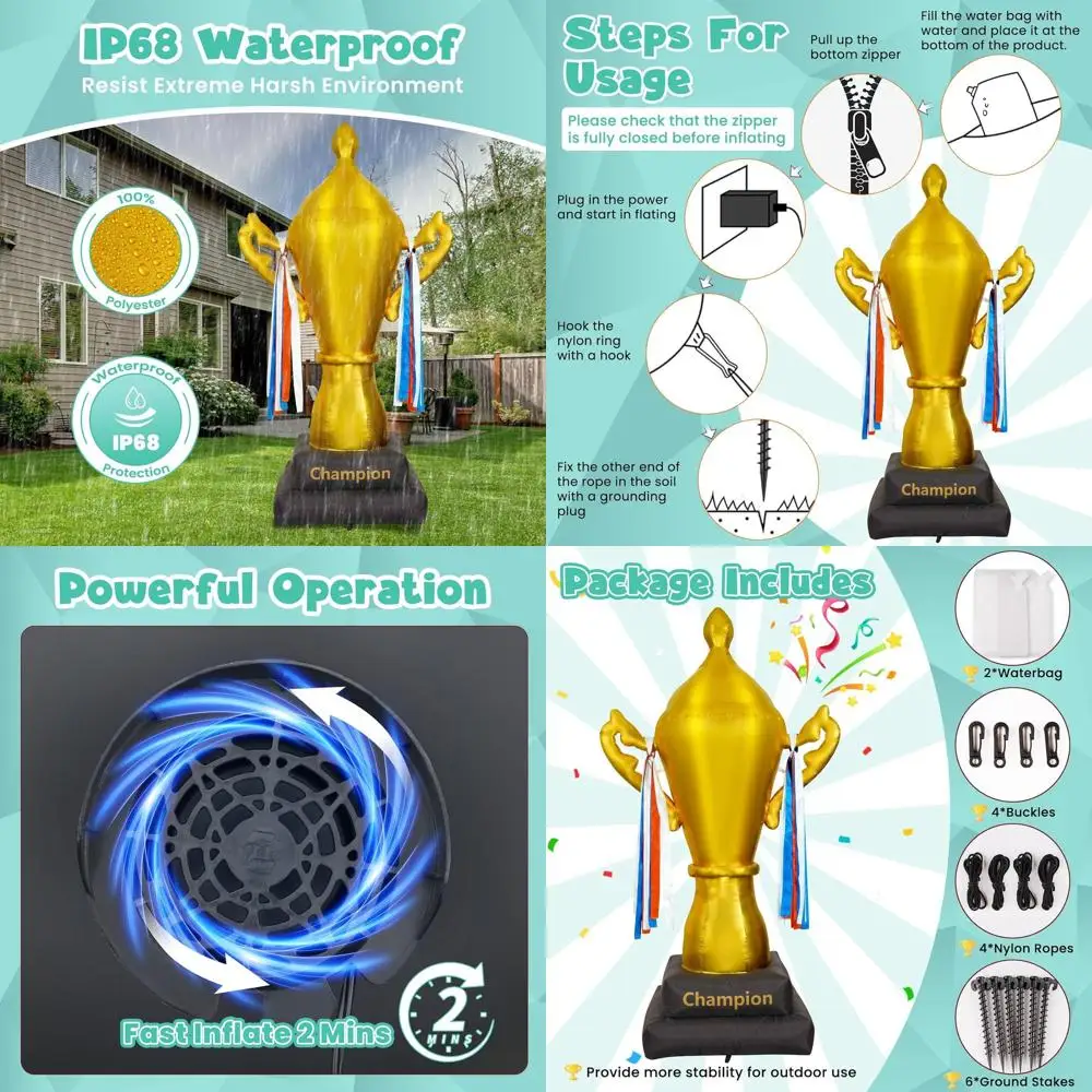 

7-Foot Tall Inflatable Gold Trophy - Heavy Duty, Waterproof for Sports Events & Award Ceremonies