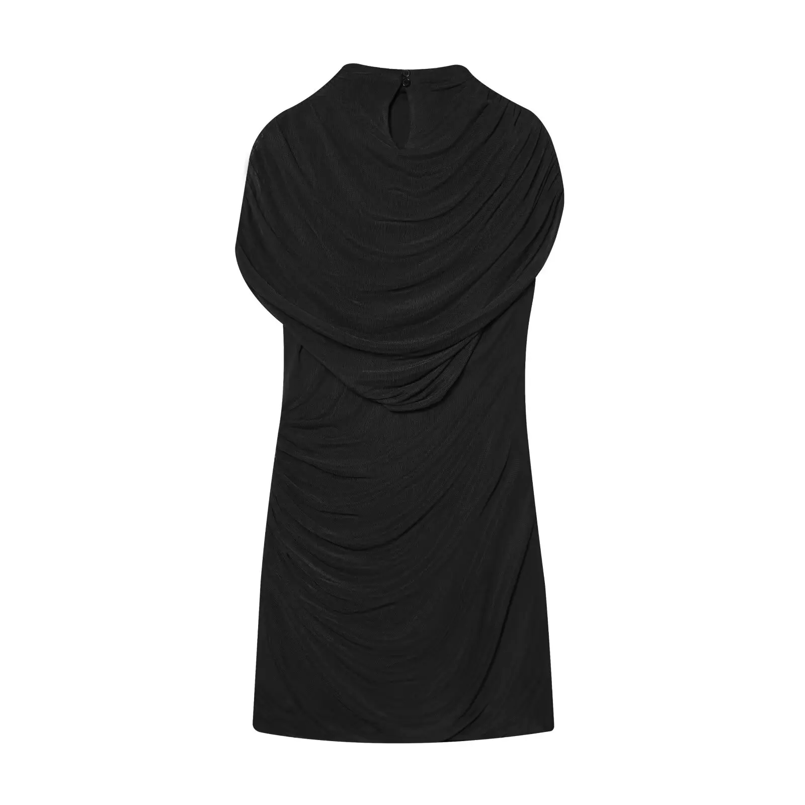 BSAY 2026 Sommer Damen Drapiertes Mesh-Layered Mini-Kleid Ärmellos Hochgeschlossen Gerafftes Bodycon Kurzkleid Elegante Party Club Outfits – Detail 6