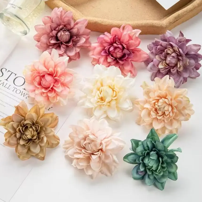 

10Pcs Silk ArtificialFlower Chrysanthemum DIY gift Wedding bride Festival party Home vase Outdoor Garden Decor Christmas Wreath