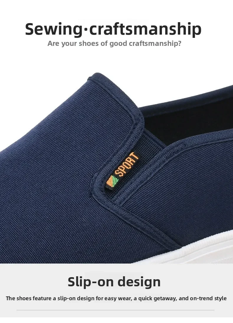 Herren Canvas Slip-On Schuhe, Lässige Loafer, Rutschfeste Gummisohle, Leichte Atmungsaktive Flache Schuhe, Alltagsschuhe, Bequeme Freizeitschuhe – Detail 6