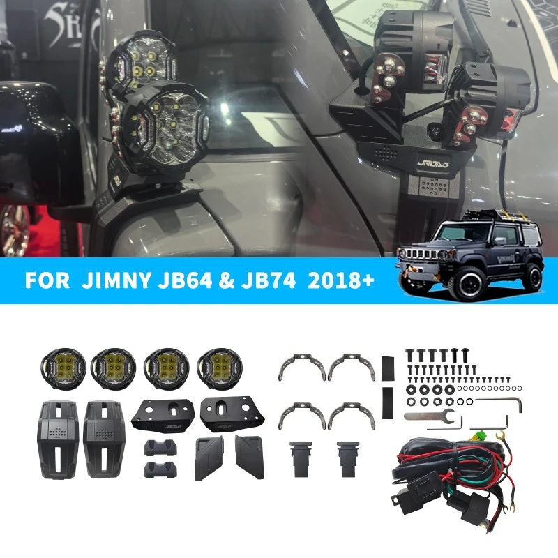 JROAD Dual A-Pillar Lamp Ditch Light with Bracket Mount Spotlight Brackets Aluminum Spots Light for Suzuki Jimny JB64 JB74 JC74