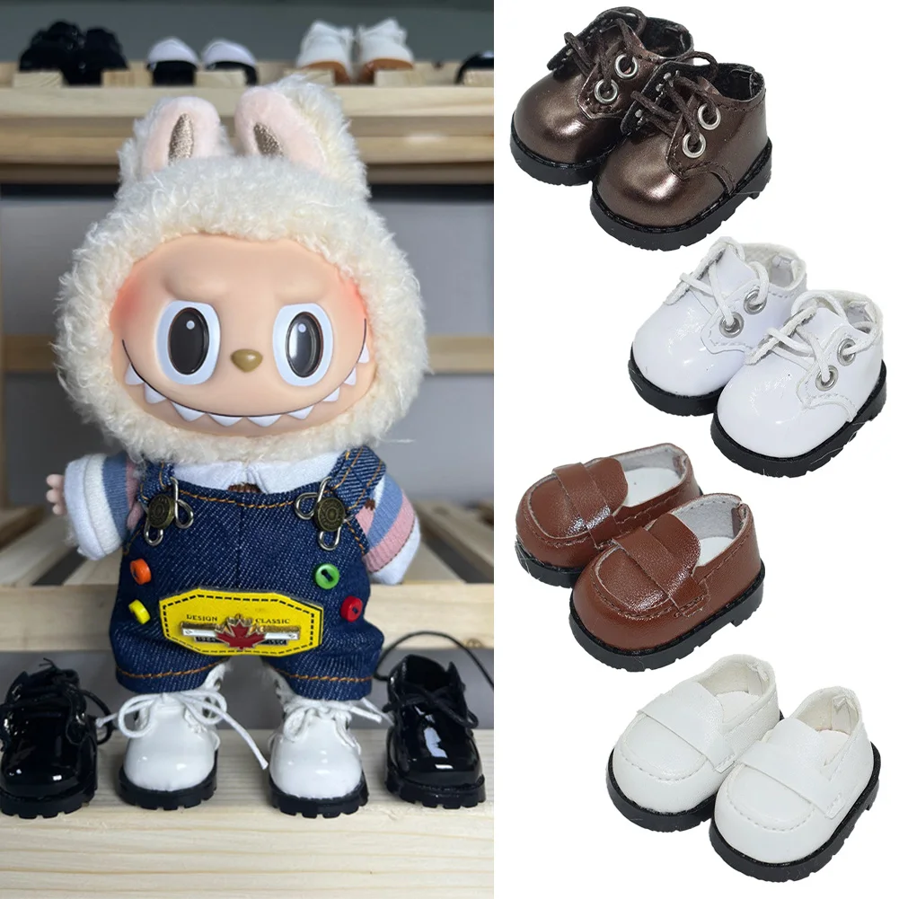 Mini ropa de muñeca de peluche, accesorios de atuendo para Corea, Kpop Exo Labubu Idol, zapatos pequeños de cuero, zapatos de lona, regalo de ropa