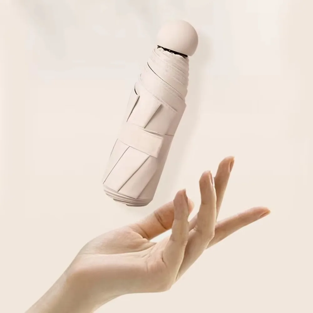 Portable Mini Capsule Umbrella UV Protection Folding Sunshade Umbrella Ultralight Rain Dual Use Parasol Outdoor Summer