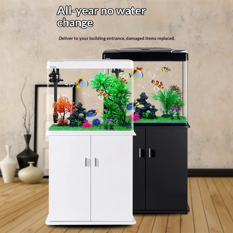 Creative Smart Desktop Aquarium With Cabinet Self-Cleaning Eco Glass Fish Tank For Home & Office Compact Modern Goldfish Tank