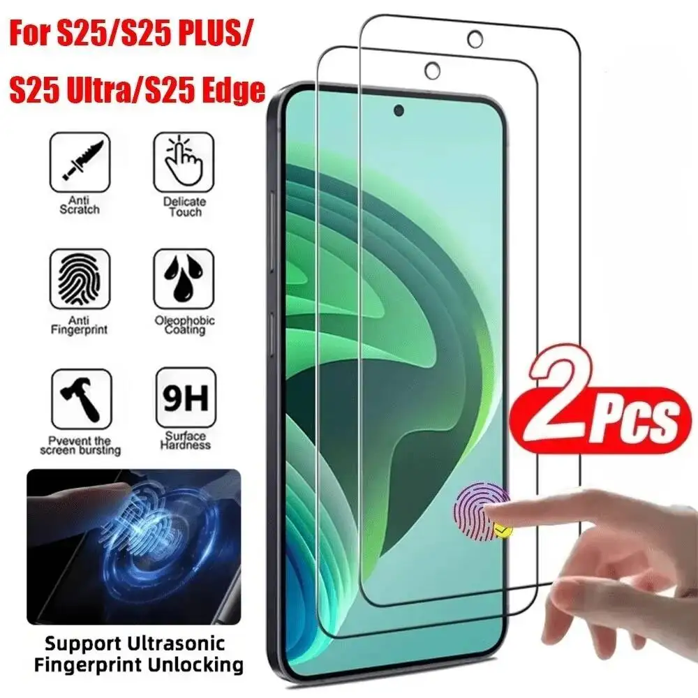 

2Pcs High Definition Tempered Glass For Samsung Galaxy Ultra S25 Edge S22 Plus S24 FE Drop-Proof Screen Protector
