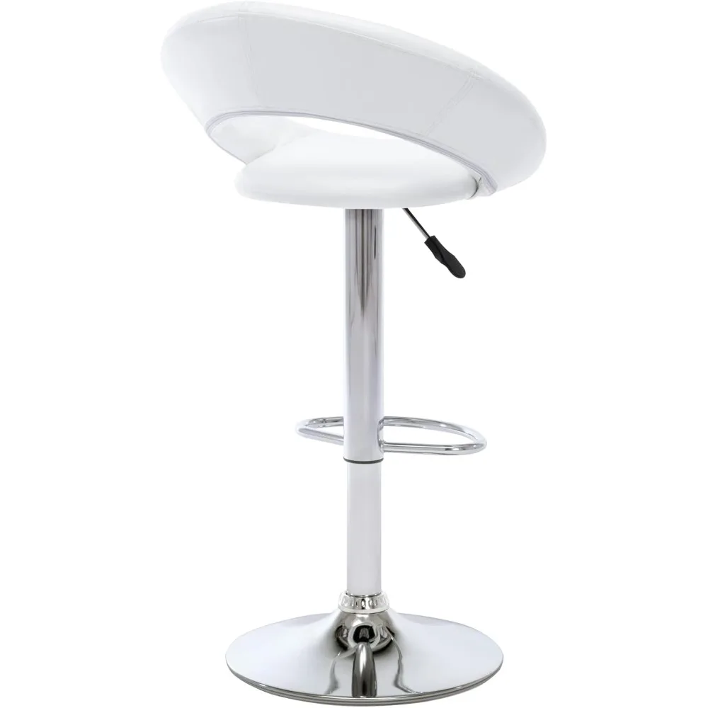 مقاعد بار قابلة للتعديل، مقاعد بار دوارة حديثة لطيفة من جلد البولي يوريثان مع ظهر مجوف، كراسي بار بارتفاع منضدة الهوائية للمطبخ