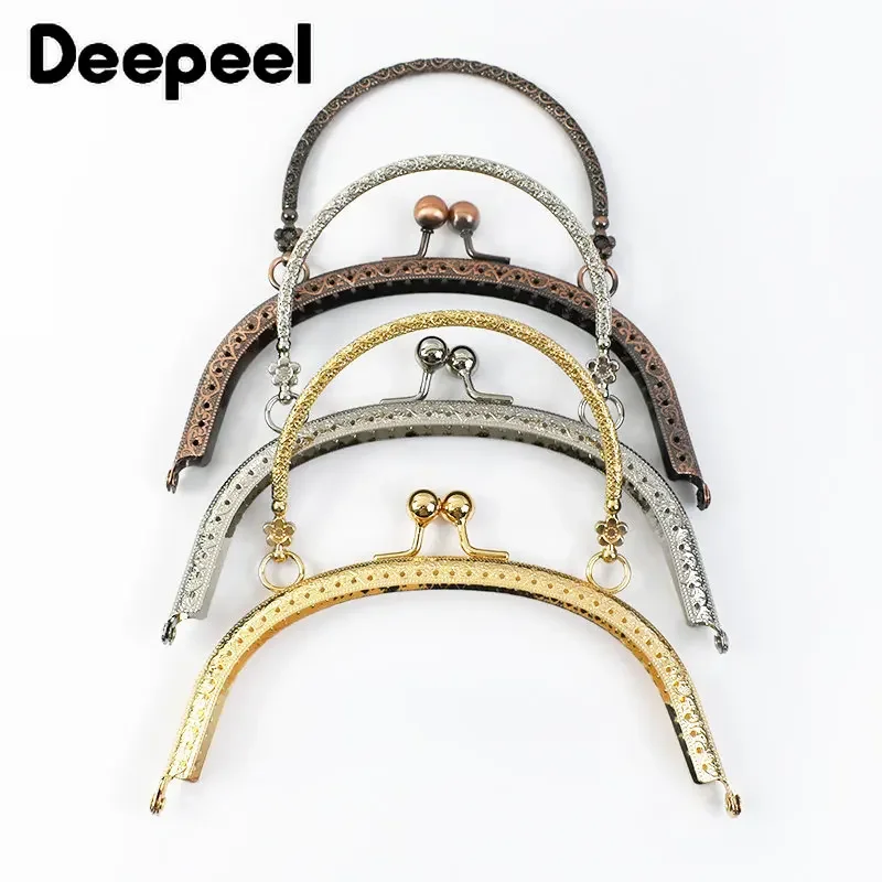 1/2/5Pcs Deepeel 16cm Metal Embossed Semicircle Bags Handle for Women Handbag Purse Frame Kiss Clasp DIY Sewing Bag Accessories