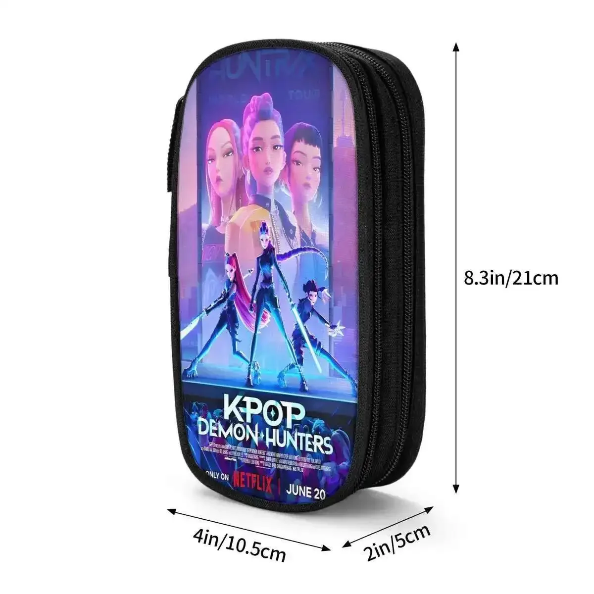 KPOP شيطان الصيادين مقلمة مقلمة المدرسة سستة صبي فتاة ريترو كبير قلم رصاص الحقيبة القرطاسية المدرسية للأطفال الهدايا