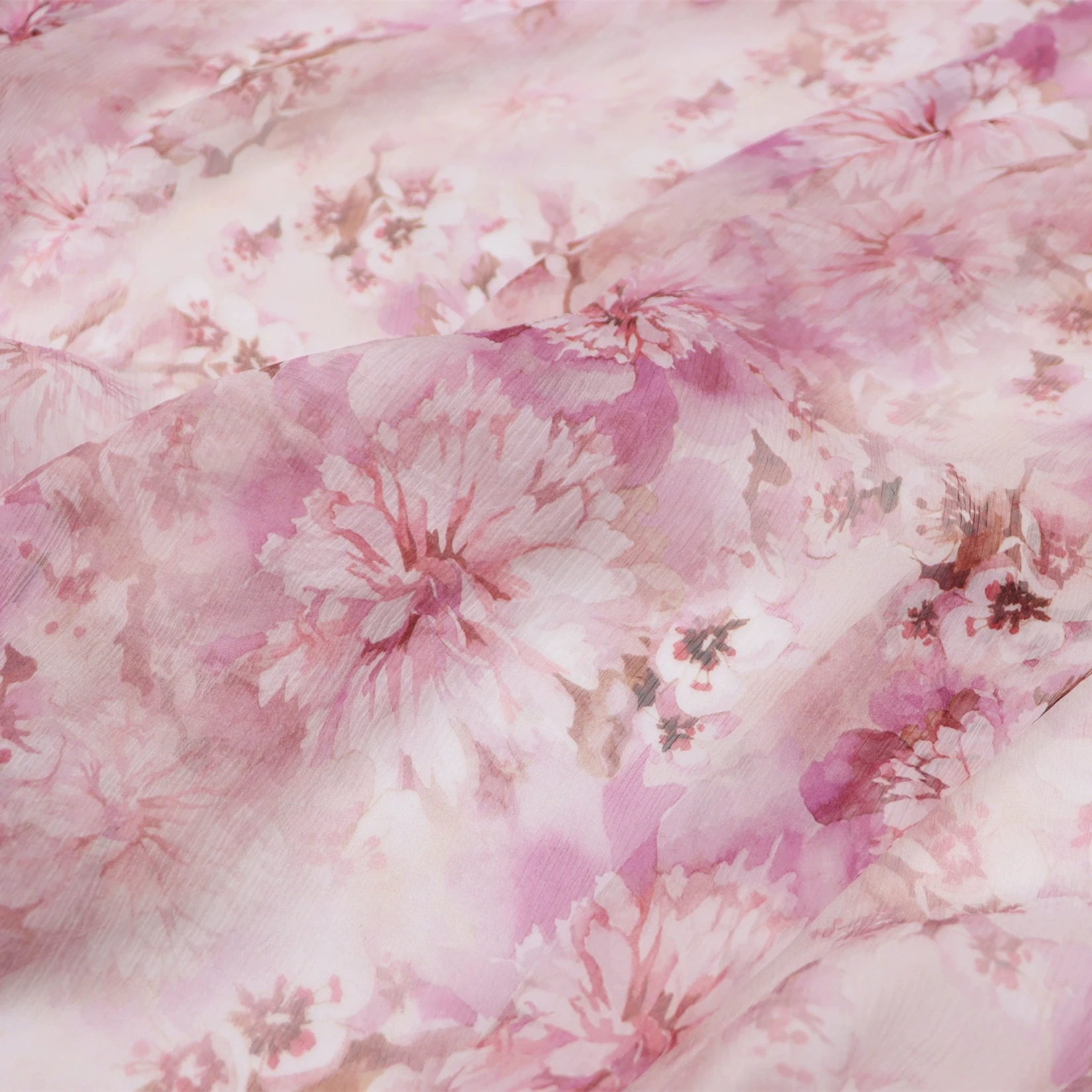 

Cute Elegant Spring Summer Mulberry 100% Silk Crepe Chiffon Fabric Crinkle Printing Flowers for Sleepwear Shirt Apparel
