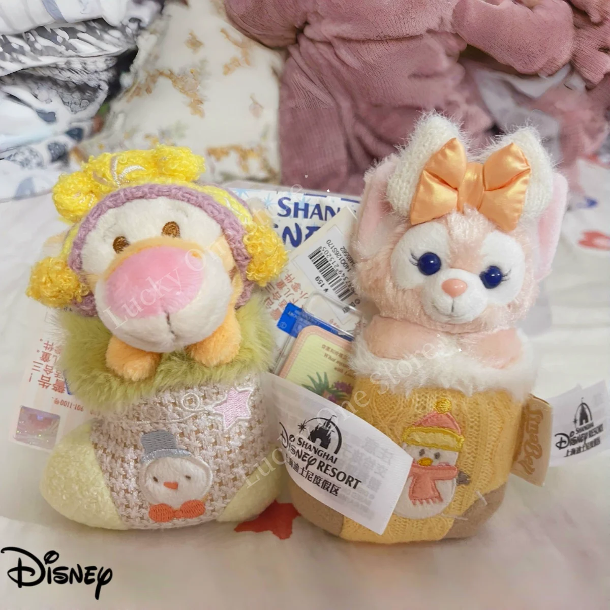 Portachiavi Disney Lina Belle 25 Serie di calze di Natale Ciondolo simpatico cartone animato Regalo di Natale per bambini Decorazione per le vacanze in famiglia