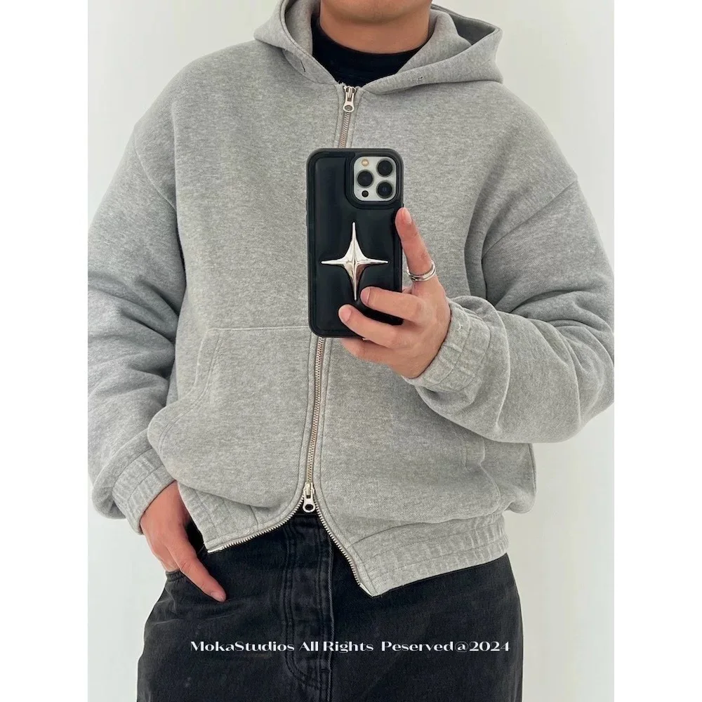 Sentido minimalista escuro de alta qualidade, adequado para iPhone, capa de couro para celular, concha de pão pode ser corrente transversal, tudo incluído