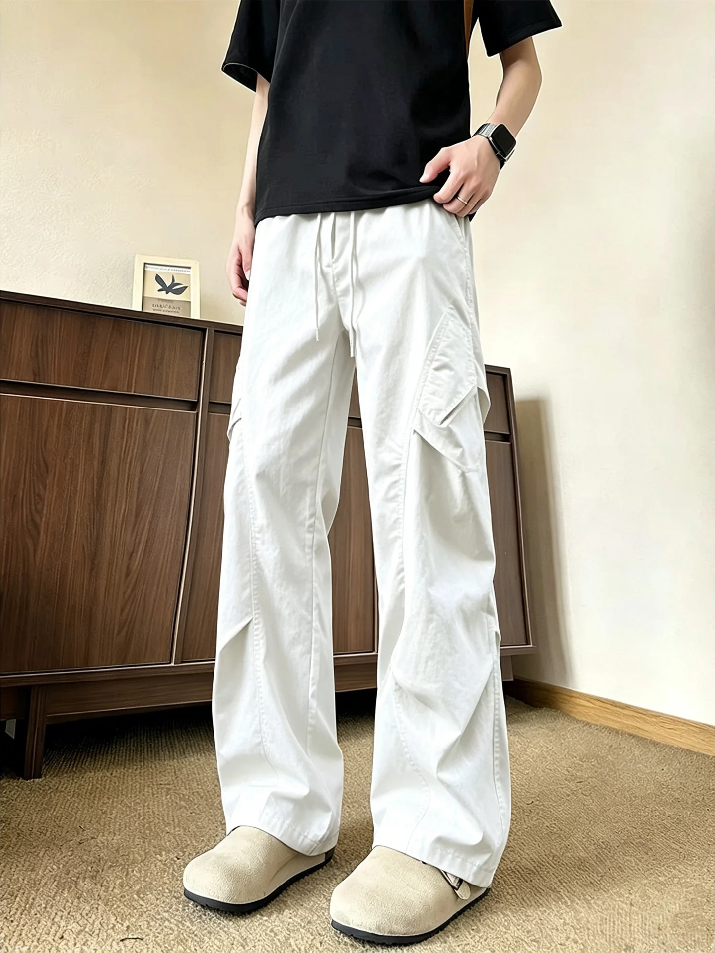 

Quick Dry Ice Silk Men's Sport Pants Summer Thin American Folded Utility Outdoor Straight Tube Climbing Casual Trousers