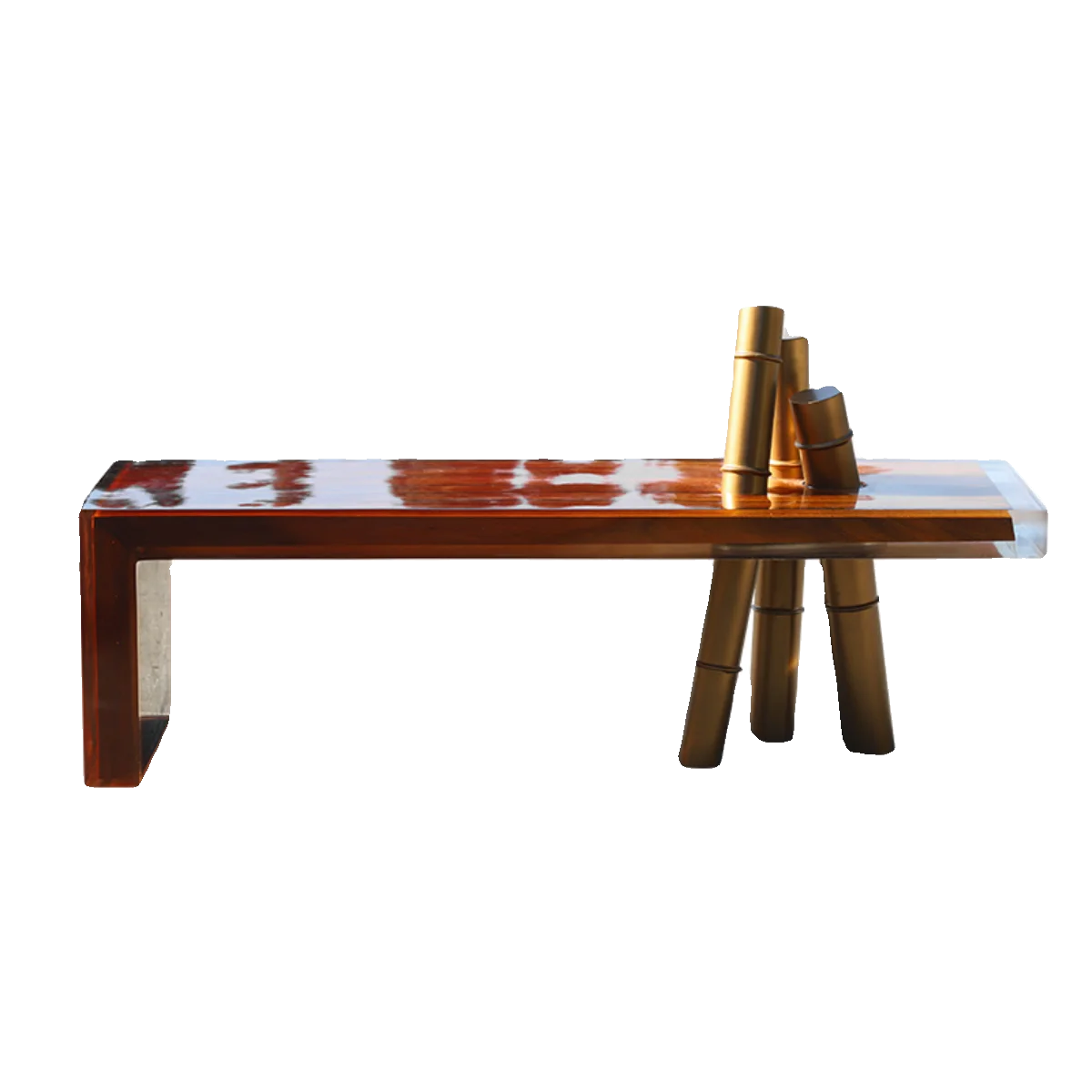 Transparent Resin Chair Hotel Corridor Aisle Bench Acrylic Metal Restaurant Bench