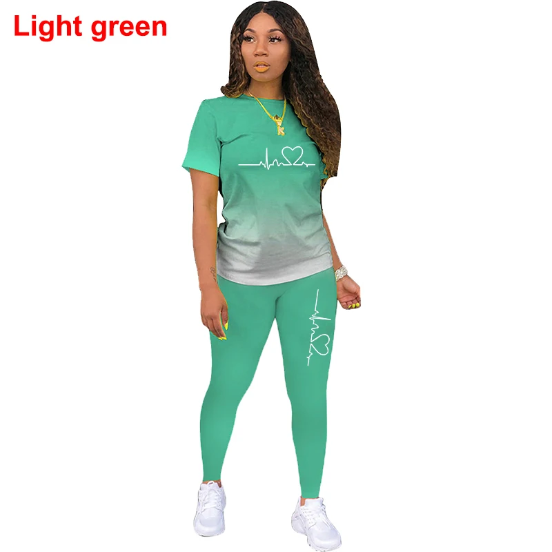 Zomer Tweedelige Set Dames Trainingspakken Sets Ecg Print T-Shirt Broek Sport Pak Voor Vrouwen Kleding