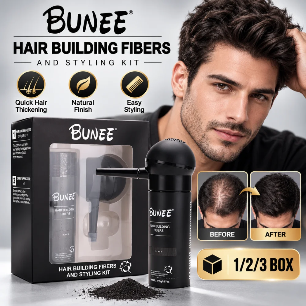 Precision Hair Building Fibers Set With Extended Nozzle For Easy Targeted Application On Crown Areas And Everyday Hair Styling