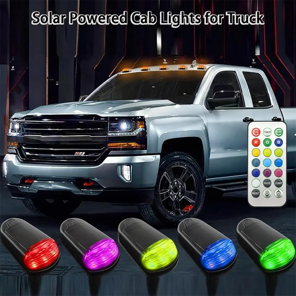 1pc Colorful Remote Control Car Motorcycle Decorative Supplies Lights Lights Lights Auto Car Warning 3led Roof Solar Pickup N9k3